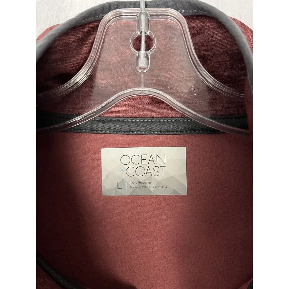 Ocean & Coast‎ Mens Size L 1/4 Snap Long Sleeve Casual Pullover Burgundy